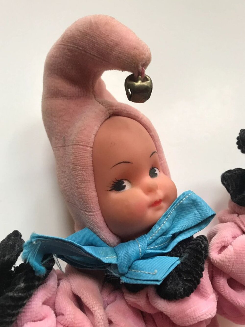 Vintage Handmade Pixie Doll Toy Pink Velour Collectible Decoration